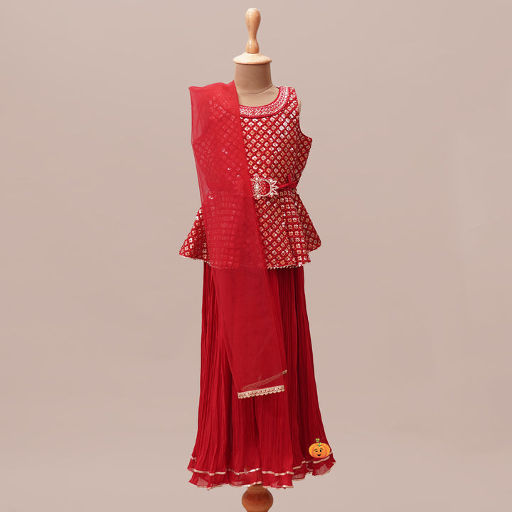 Rani Plazo Suit for Girls with Dupatta Front View