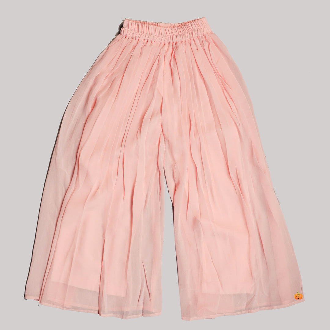 Pink & Sea Green Plazo Suit For Girls