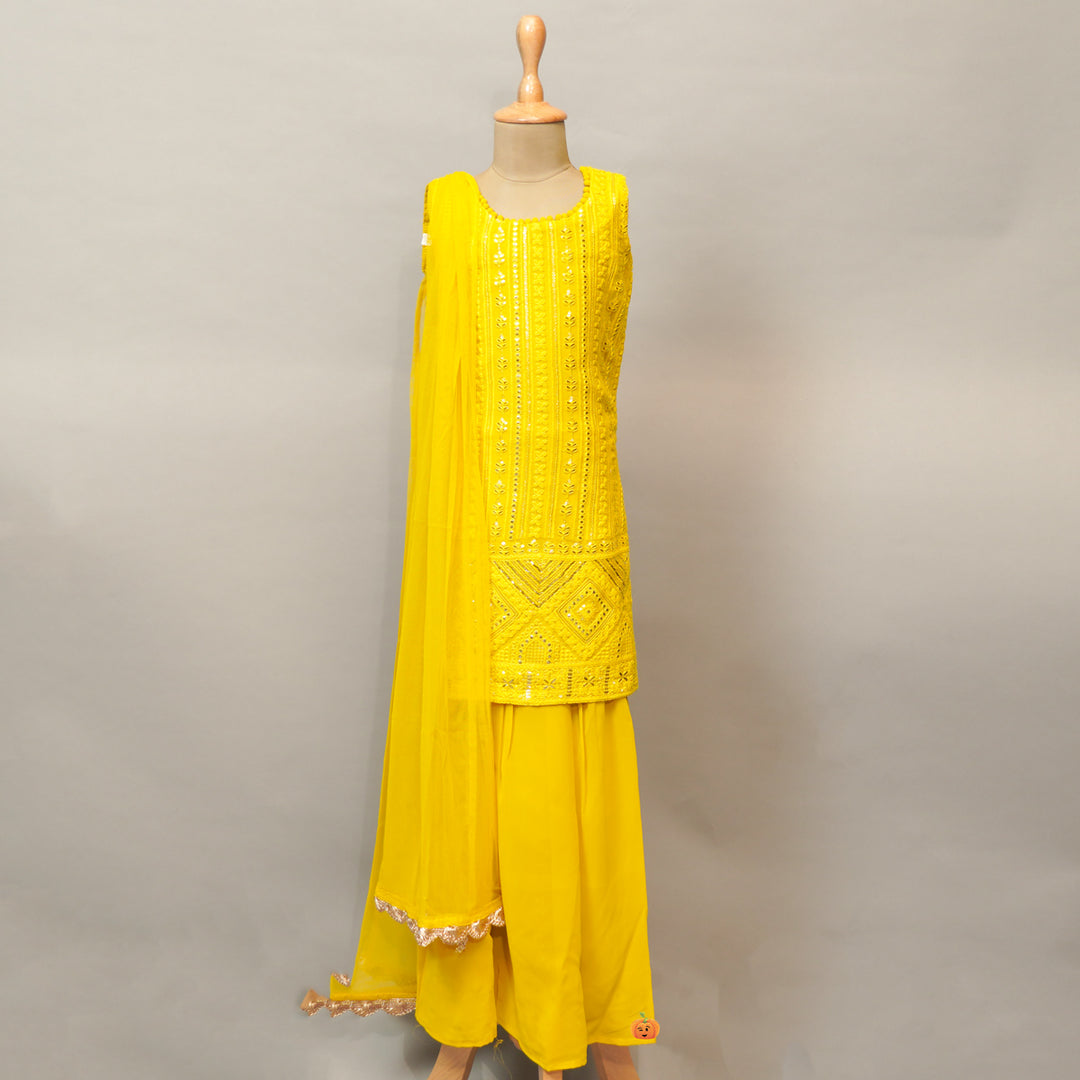 Sharara Suits For Kids In Mustard Color
