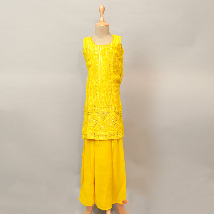 Sharara Suits For Kids In Mustard Color