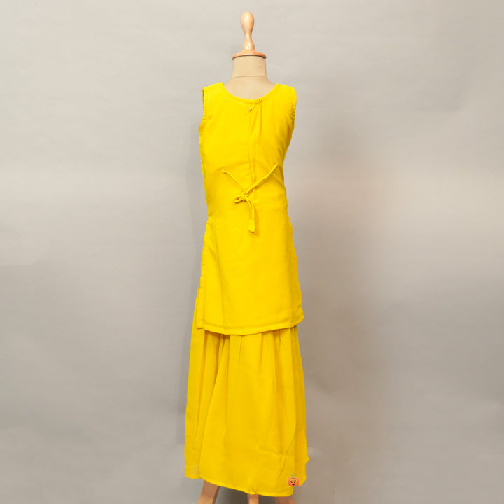 Sharara Suits For Kids In Mustard Color
