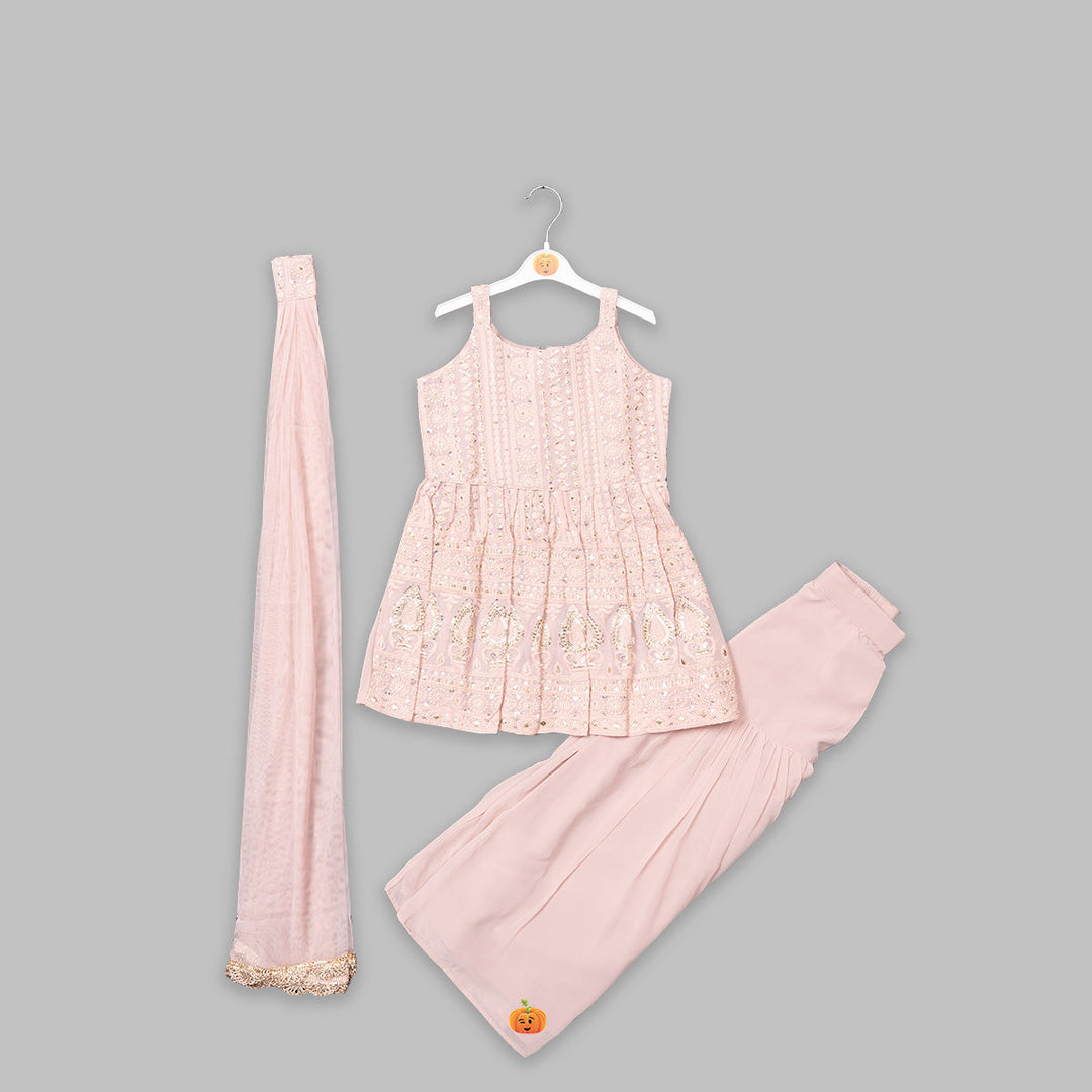 Onion & Sky Blue Girls Plazo Suit Front View