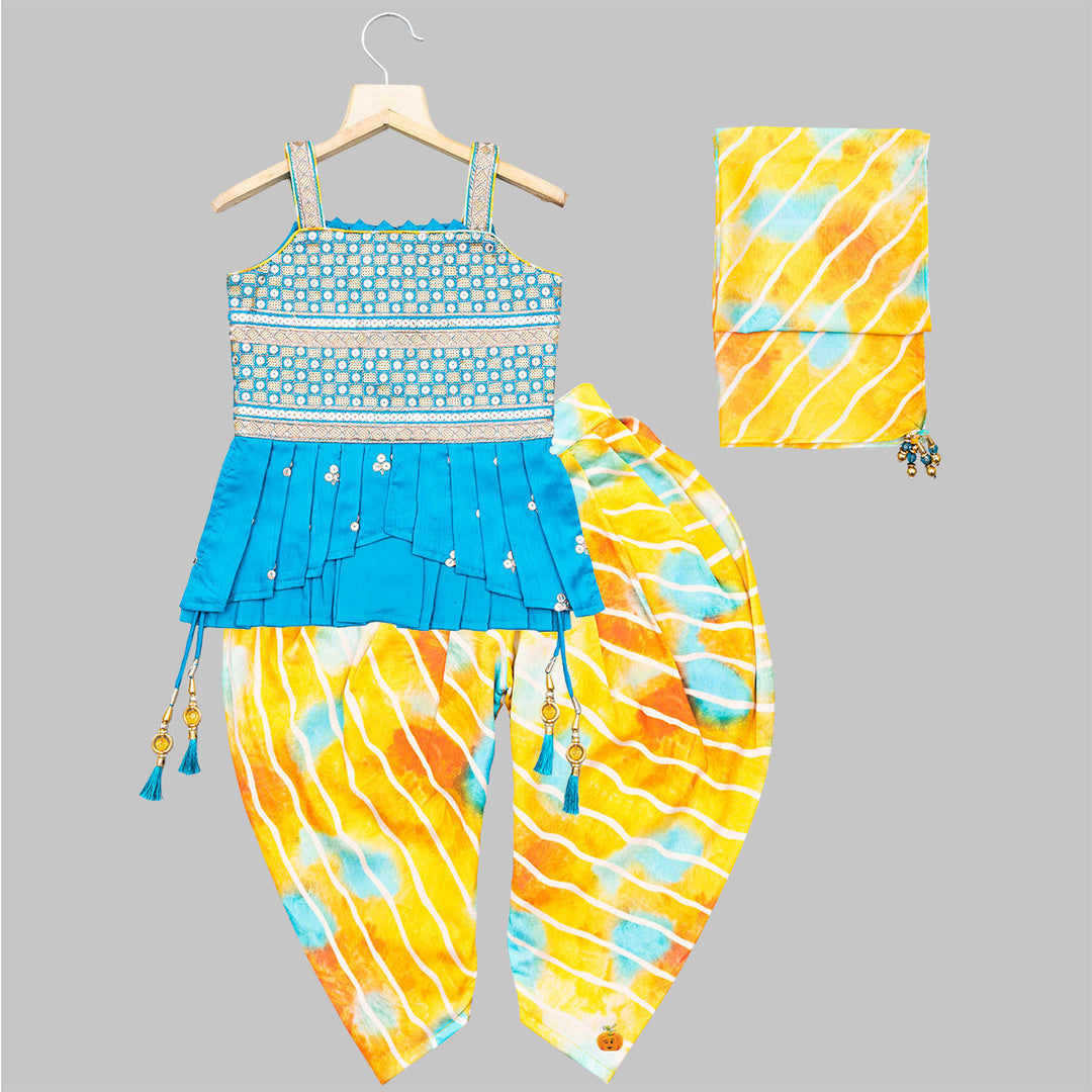 Rama Salwar Suit for Girls with Dhoti Front View