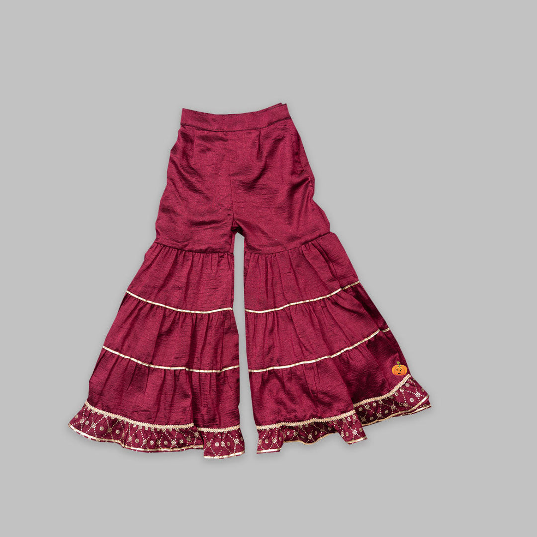 Elegant girls gharara dress in wine color Bottom View