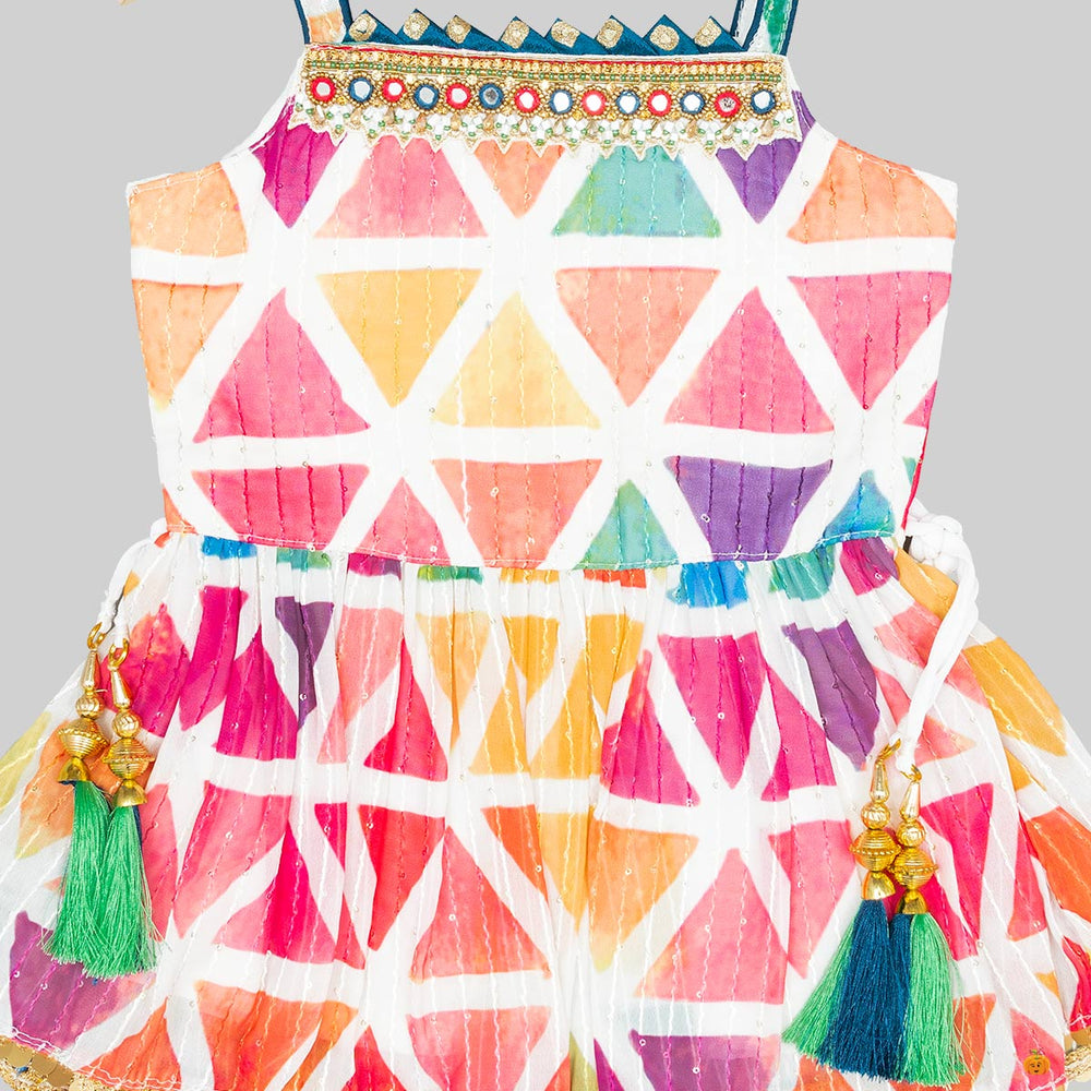 Multi & Rama Salwar Suit for Girls Close Up View