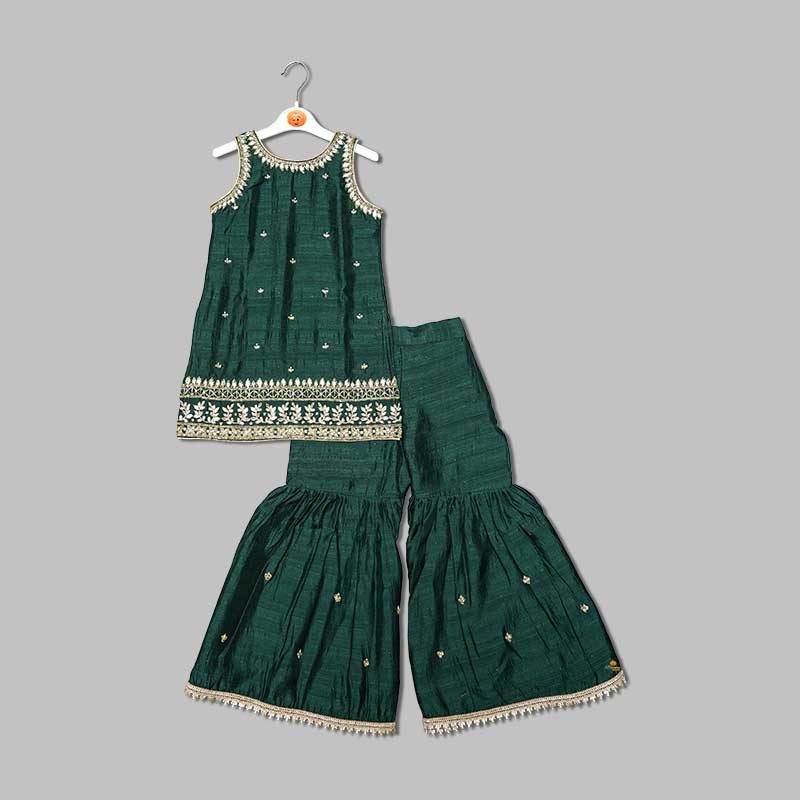 Dark Green Sharara Dress for Kids