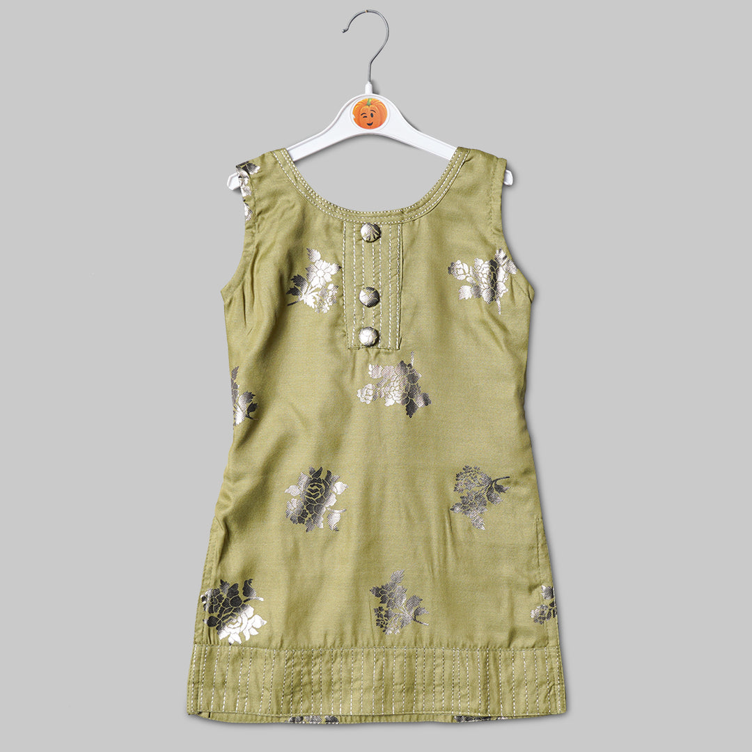 Green & Tomato Girls Sharara Dress