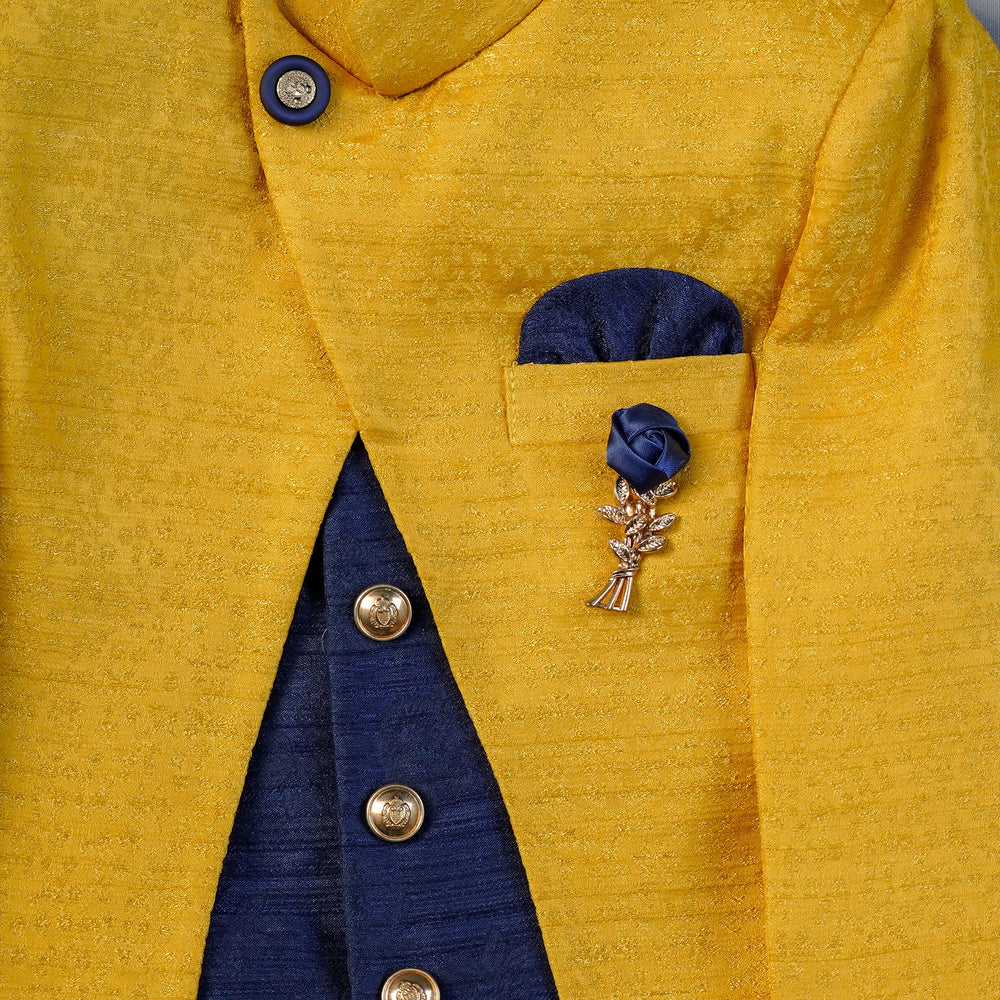 Golden Boys Sherwani with Dhoti Close Up View