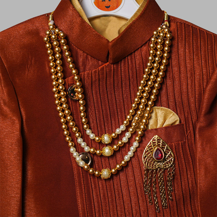 Designer Boys Sherwani with Pajama Close Up View