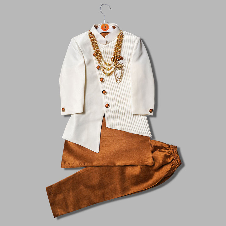 White Boys Sherwani with Pajama Front View