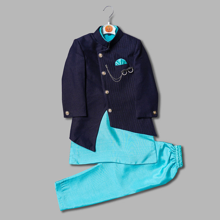 Blue Boys Sherwani with Pajama Front View