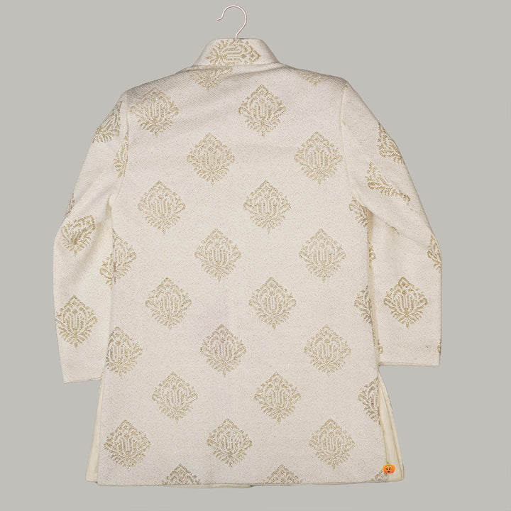 White Sherwani for Boys with Pajama Back View
