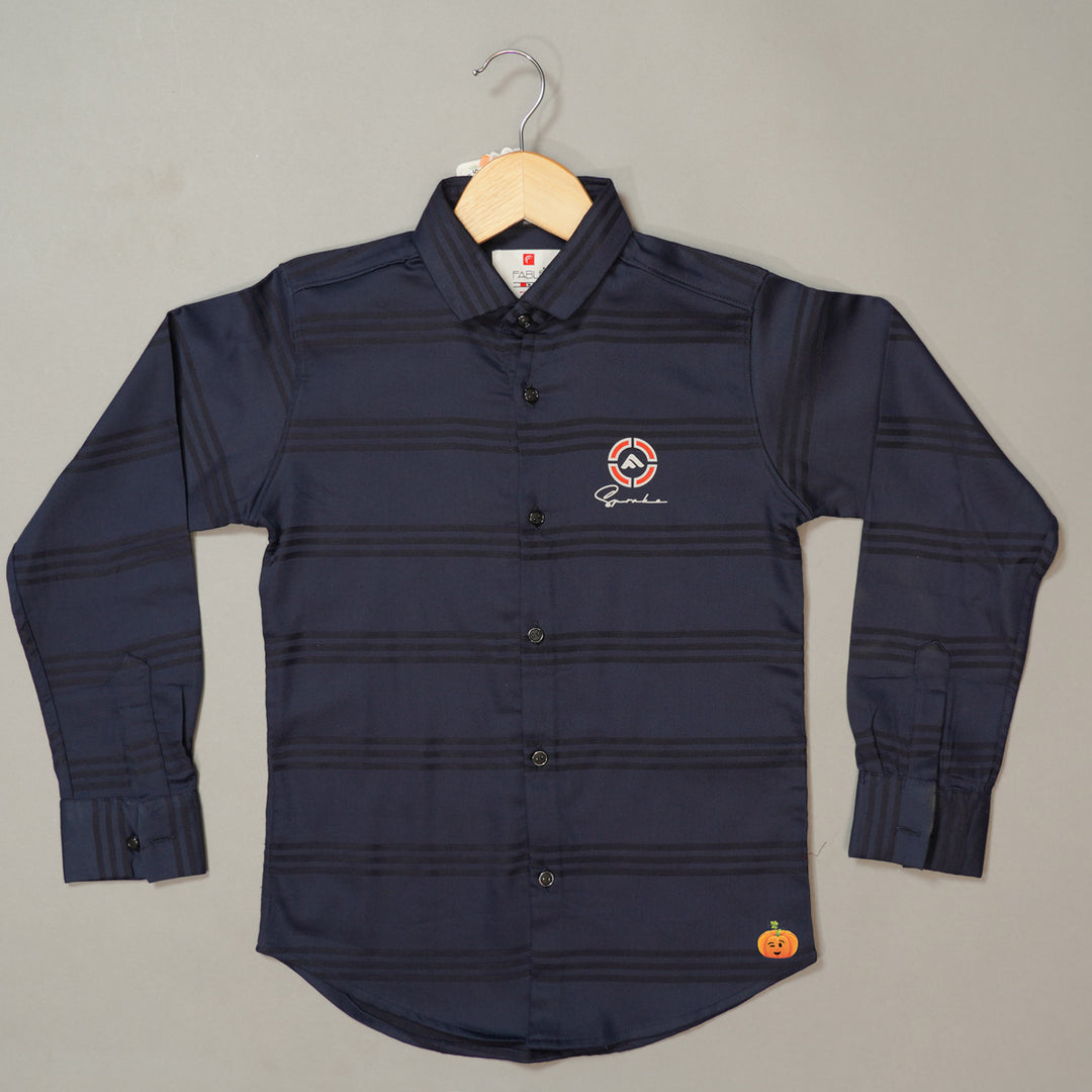 Solid Lining Pattern Full Sleeves Shirt for Boys Front View