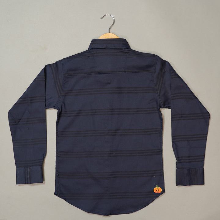 Solid Lining Pattern Full Sleeves Shirt for Boys Back View