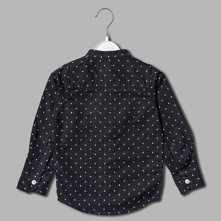 Solid Mandarin Collard Printed Shirt for Boys Back View 