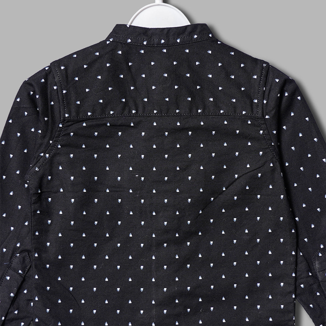 Solid Mandarin Collard Printed Shirt for Boys Back View