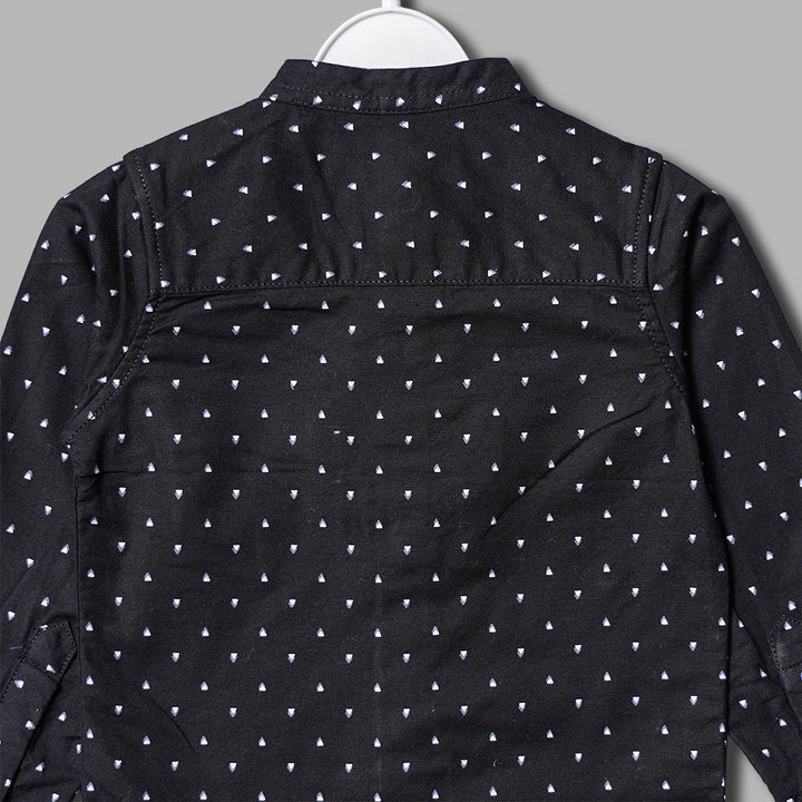 Solid Mandarin Collard Printed Shirt for Boys Back View