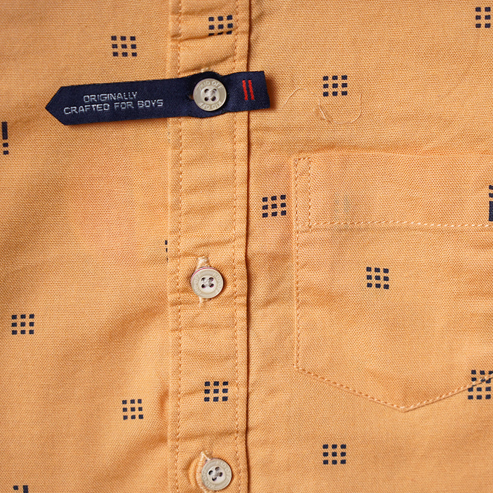 Mandarin Collar Full Sleeves Shirt for Boys Close Up 