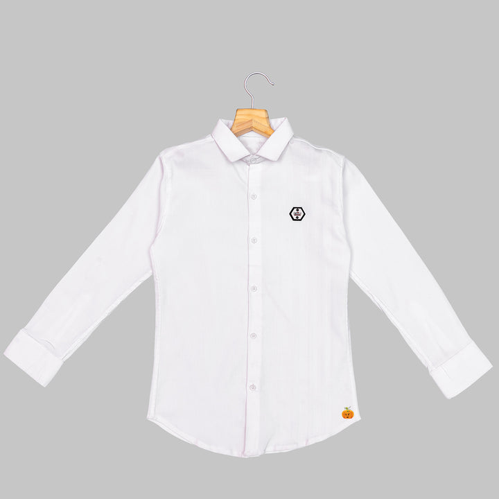 White Solid Boys Shirt  Front View
