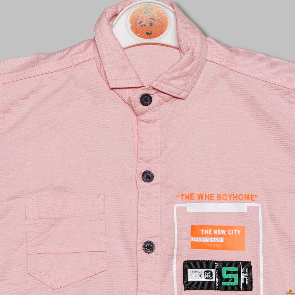 Solid Lining Full Sleeves Shirt for Boys Close Up View