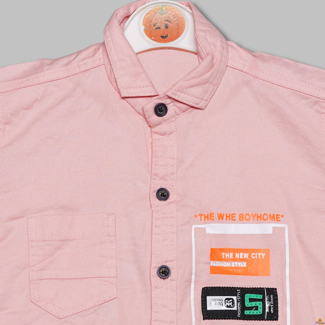 Solid Lining Full Sleeves Shirt for Boys Close Up View