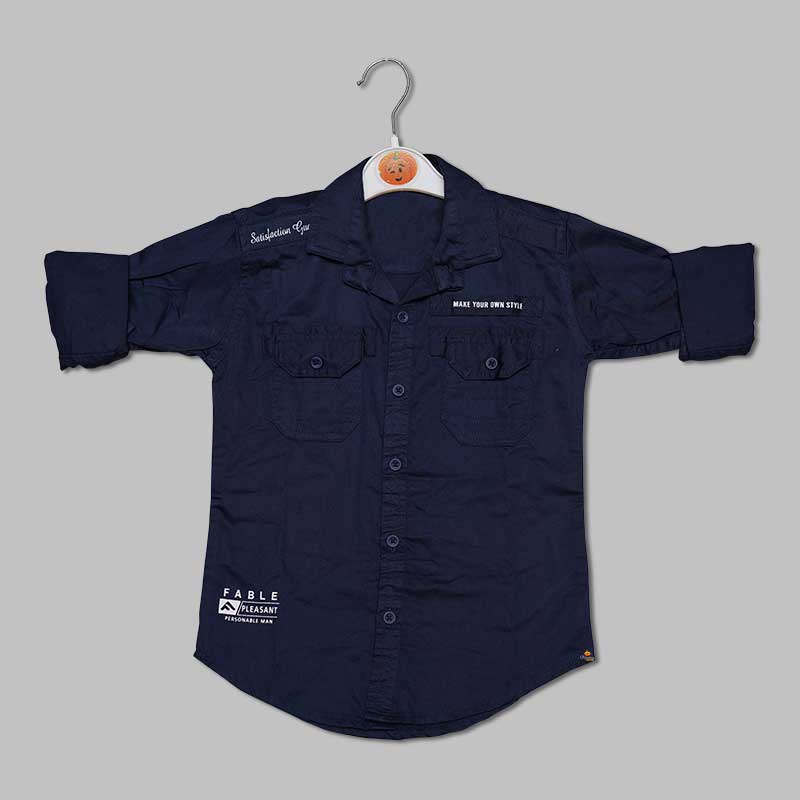 Red & Navy Blue Full Sleeves Shirt for Boys Variant Front View