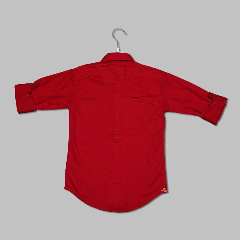 Red & Navy Blue Full Sleeves Shirt for Boys Back View