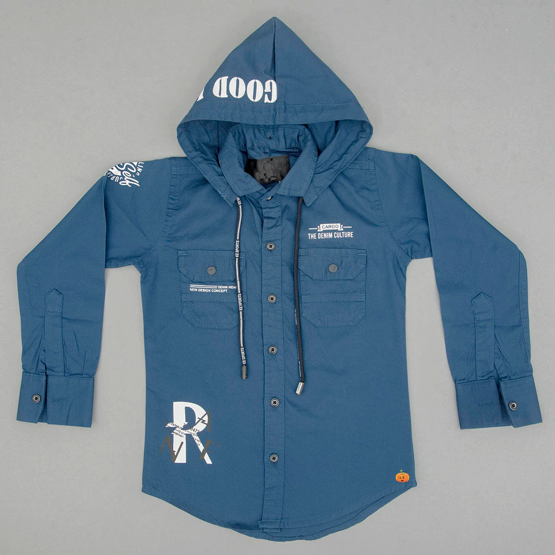 Solid Hoodie Full Sleeves Shirt for Boys Front View