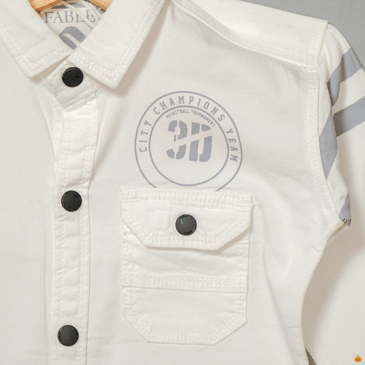 Solid Designer Full Sleeves Shirt for Boys Close Up View
