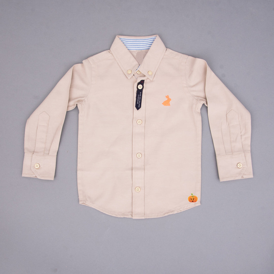 Fawn Button Down Collar Boys Shirt Front View