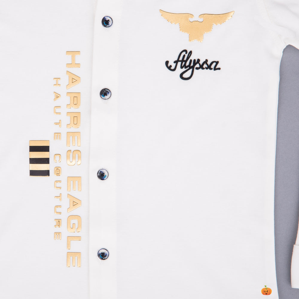 White Typography Shirt for Boys Close Up View