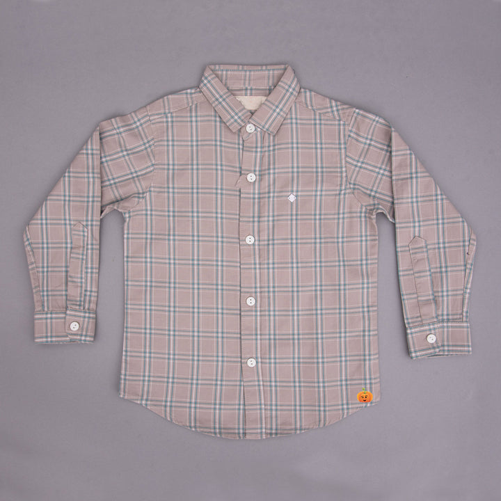 Fawn Checks Full Sleeves Shirt for Boys Front View