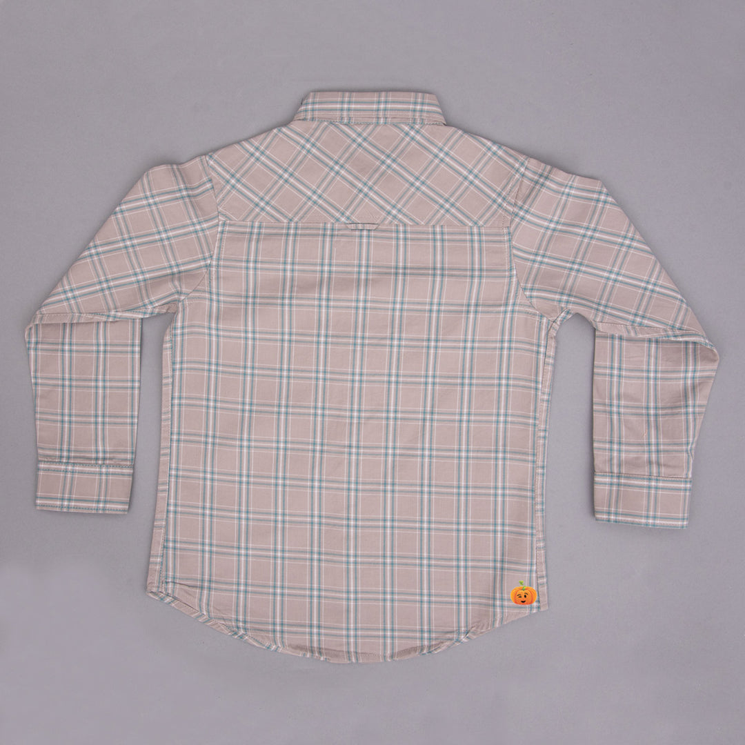 Fawn Checks Full Sleeves Shirt for Boys Back View