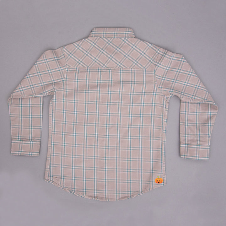 Fawn Checks Full Sleeves Shirt for Boys Back View