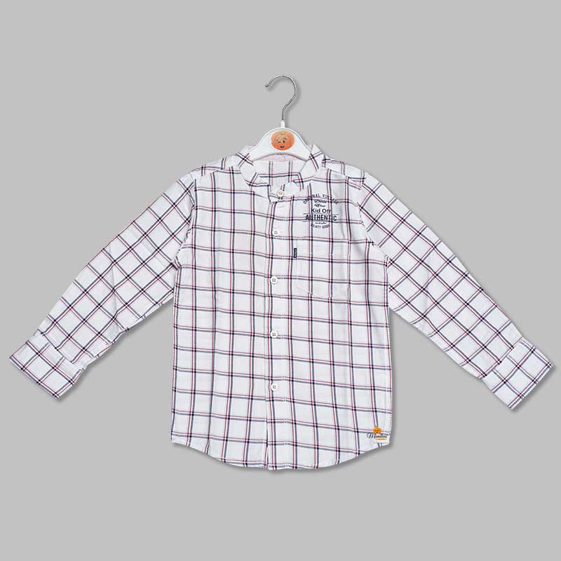 White Check Shirt for Boys Front View