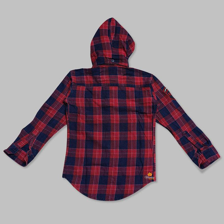 Checked Hoodie Pattern Shirt for Boys Back View