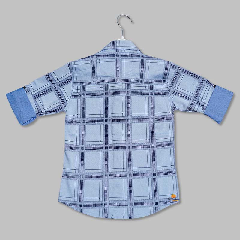Blur Square Checked Shirt for Boys Back View
