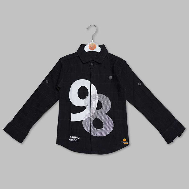 Black Number Print Shirt for Boys Front View