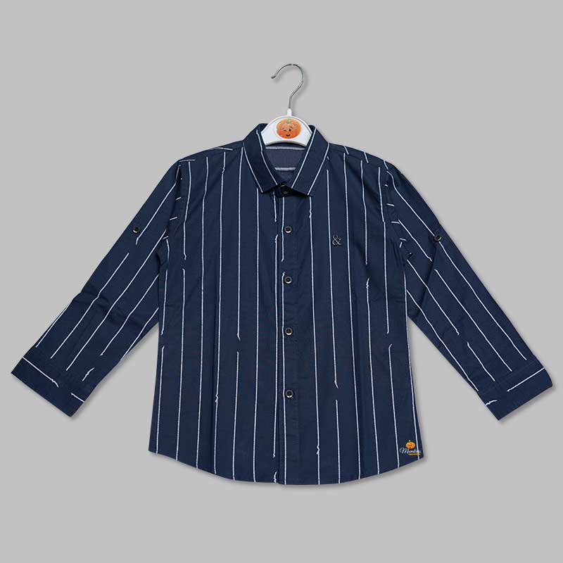 Blue Lining Shirt for Boys Front View