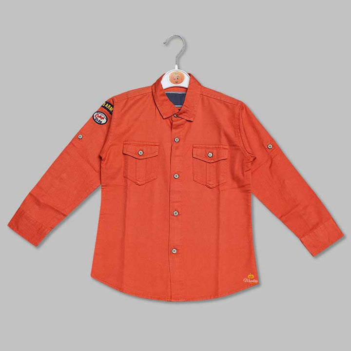 Rust Plain Shirt for Boys Front View