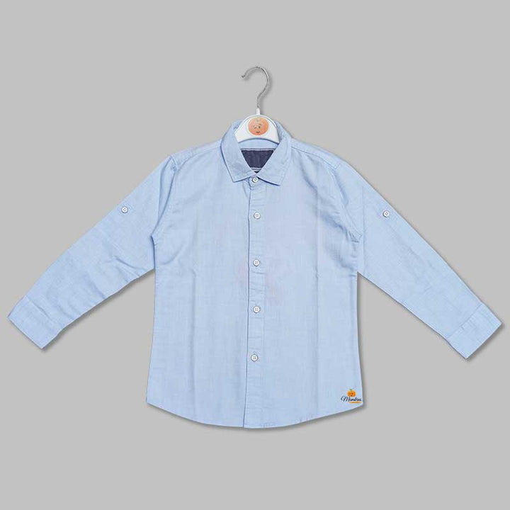 Sky Blue Plain Shirt for Boys Front View
