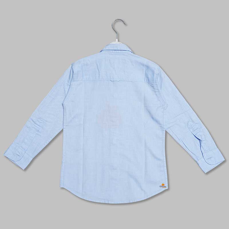 Sky Blue Plain Shirt for Boys Back View