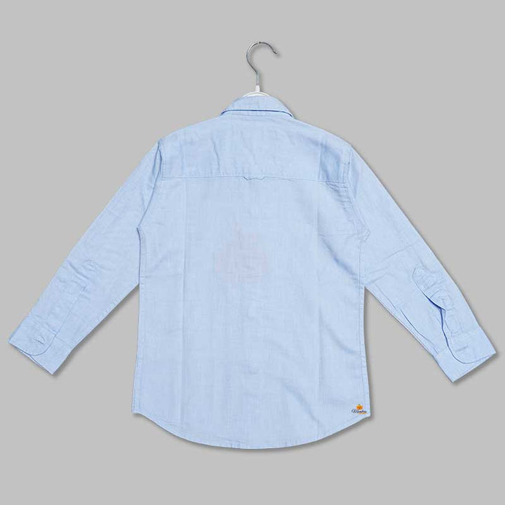 Sky Blue Plain Shirt for Boys Back View