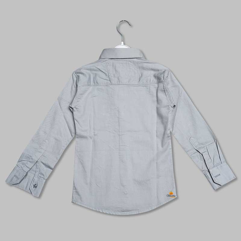 Grey Plain Shirt for Boys Back View