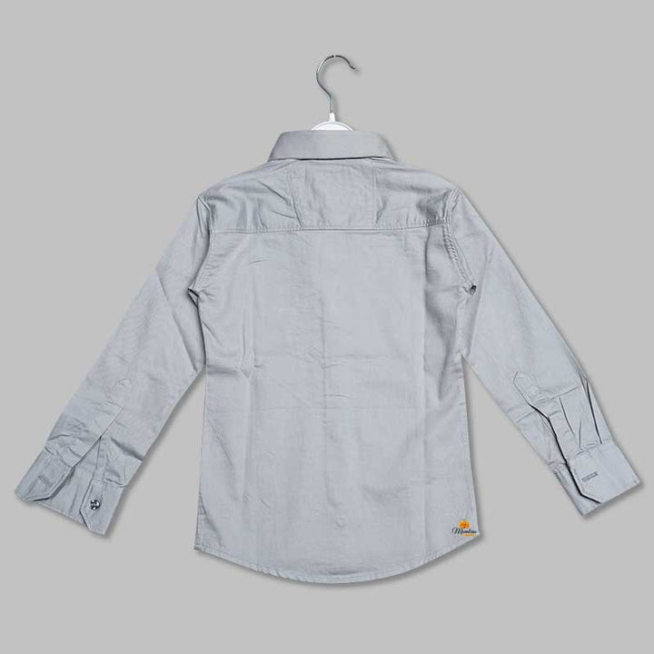 Grey Plain Shirt for Boys Back View