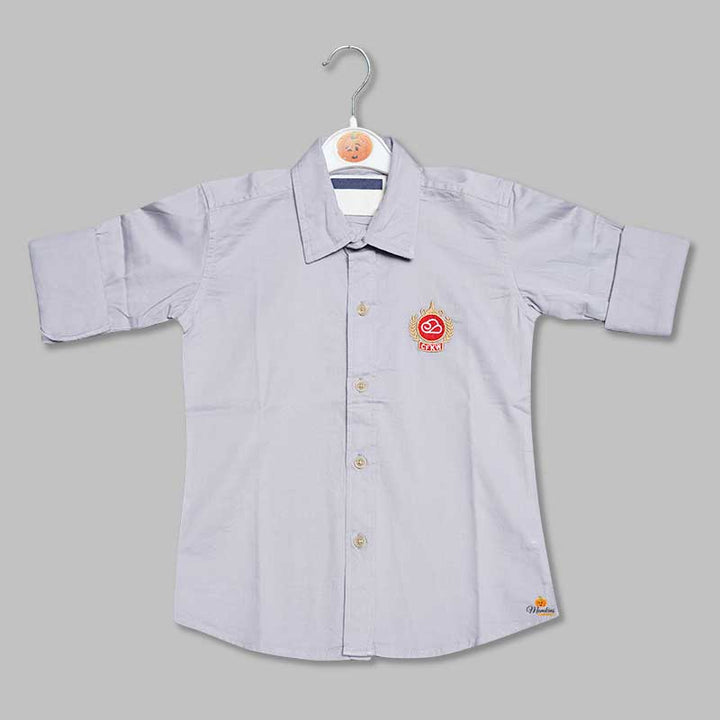 Plain Solid Shirt for Boys with Logo Front View