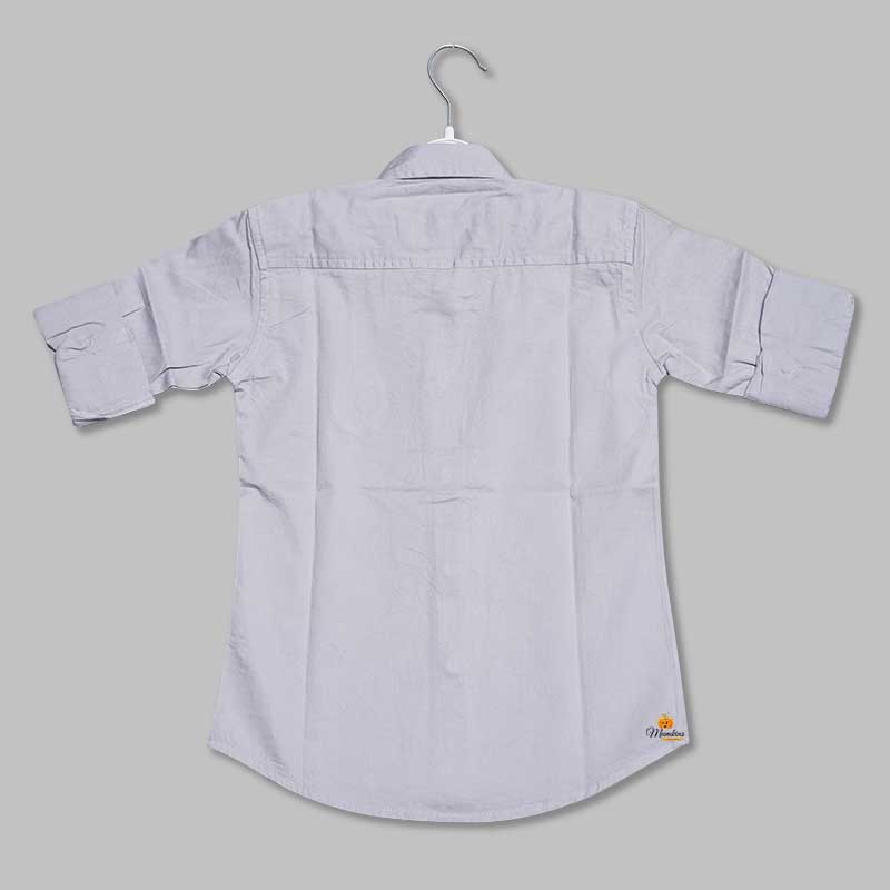 Plain Solid Shirt for Boys with Logo Back View