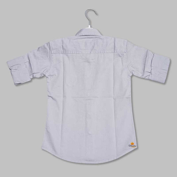 Plain Solid Shirt for Boys with Logo Back View
