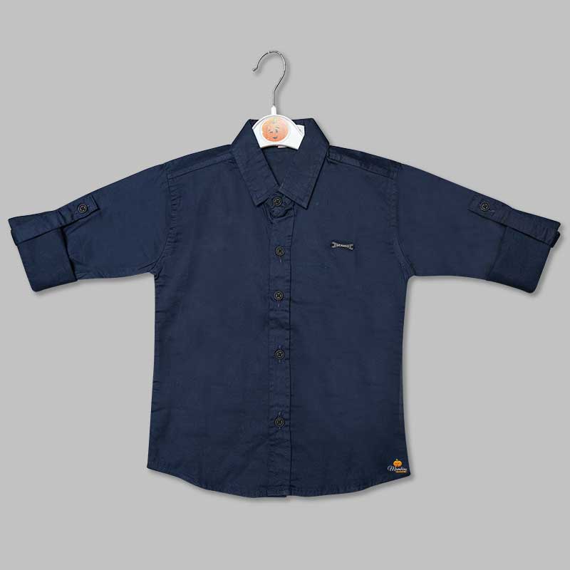 Solid Blue Shirt for Boys Front View