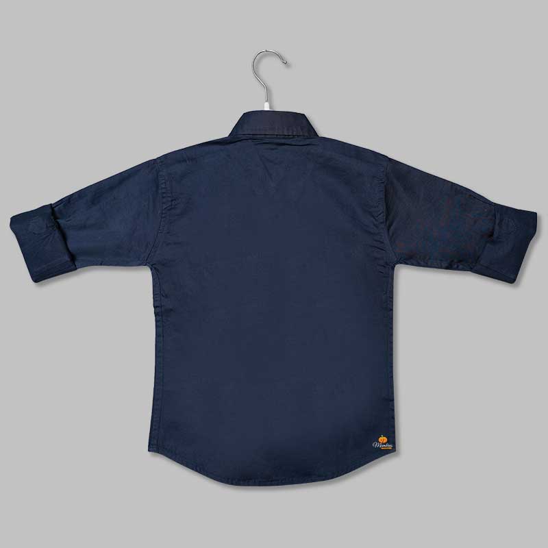 Solid Blue Shirt for Boys Back View